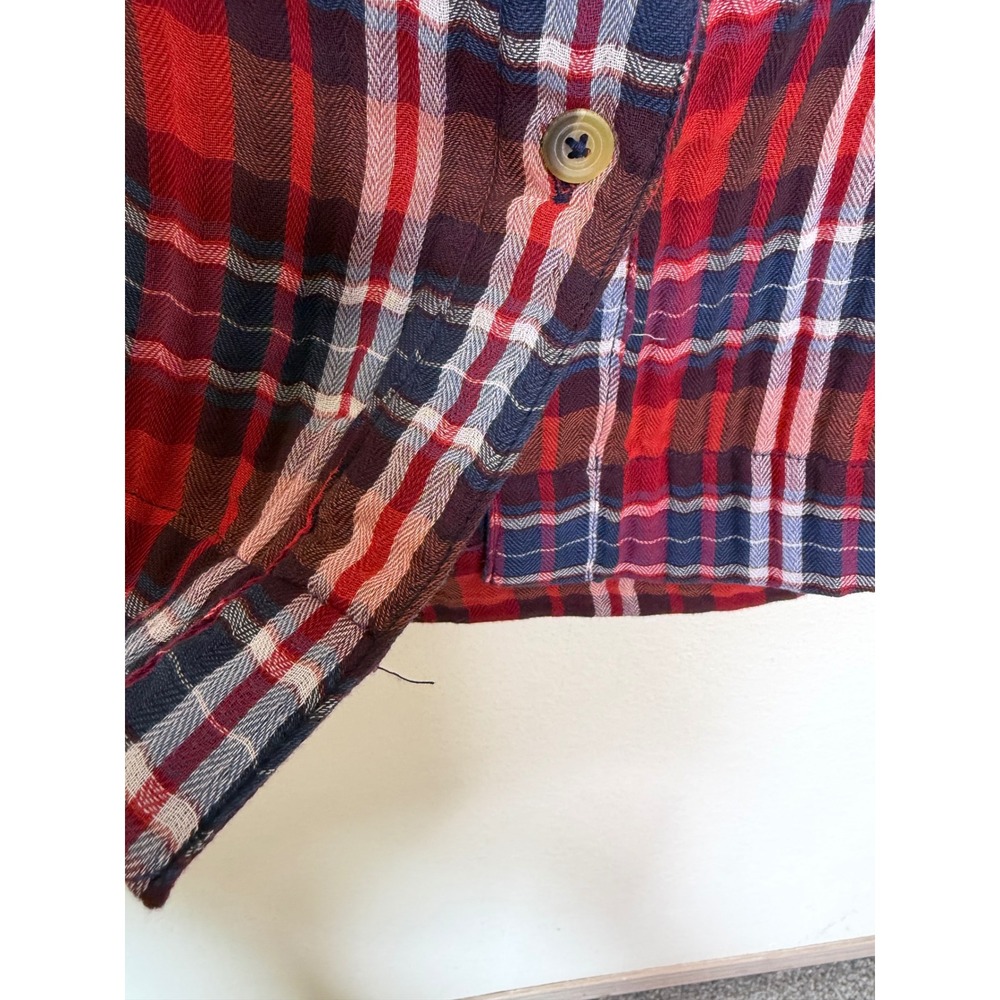Urban Outfitters Jo Plaid Midi Skirt Red Blue Tartan Pencil S Grunge 90's Preppy - Picture 10 of 15